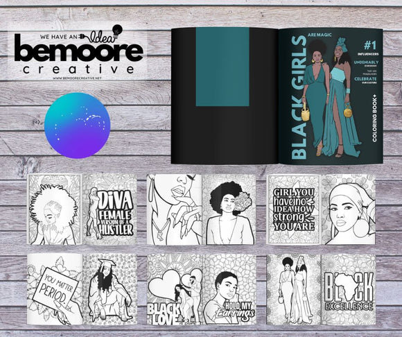 Black Girls are Magic coloring book template ... Canva Templates