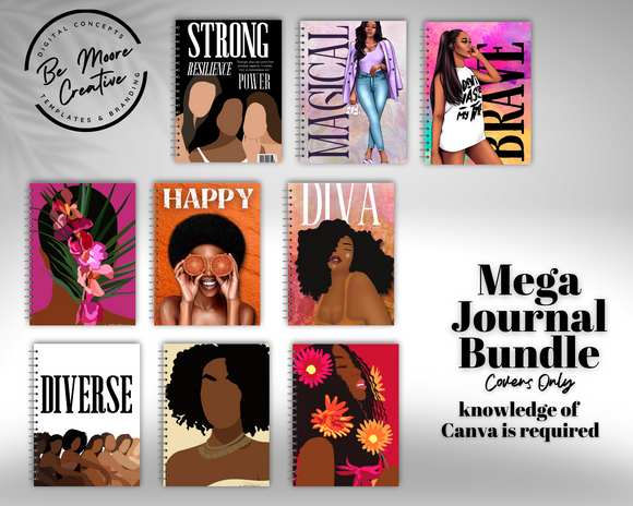 Mega Journal Cover Bundle   ... Canva Templates
