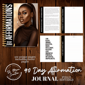 90 days of Affirmations Journal  Template - Canva