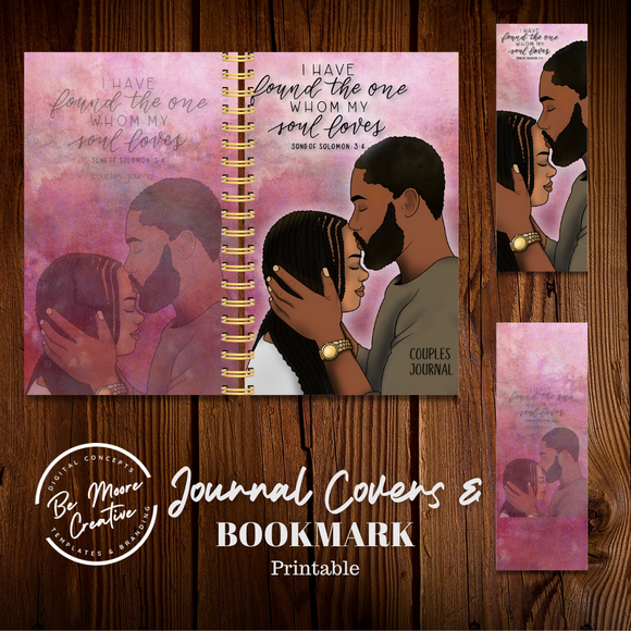 Couples Printable Journal Covers & Bookmark PNG