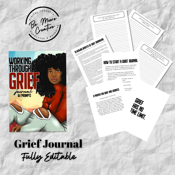 Working through Grief Journal Template with Prompts- Canva
