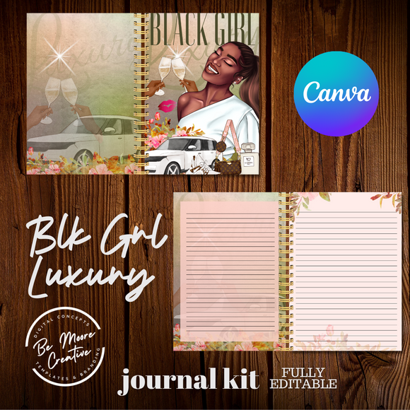 black girl luxury Journal Kit Template Canva