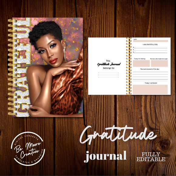 Simple Gratitude JournalJ Template with Prompts- Canva