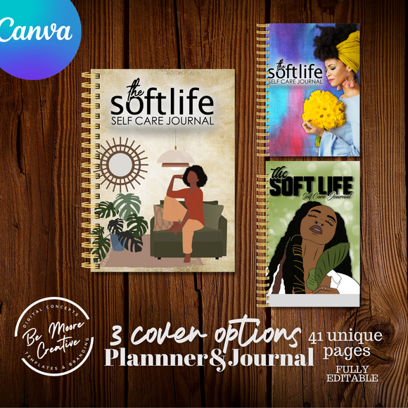 The Soft Life: Self Care Journal... Canva Templates  Canva